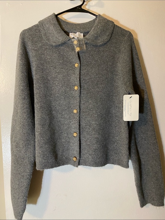 Sweaters - MABLE Gray Medium SOFT Collared Button-Front Women's Sweater Brand New With Tags